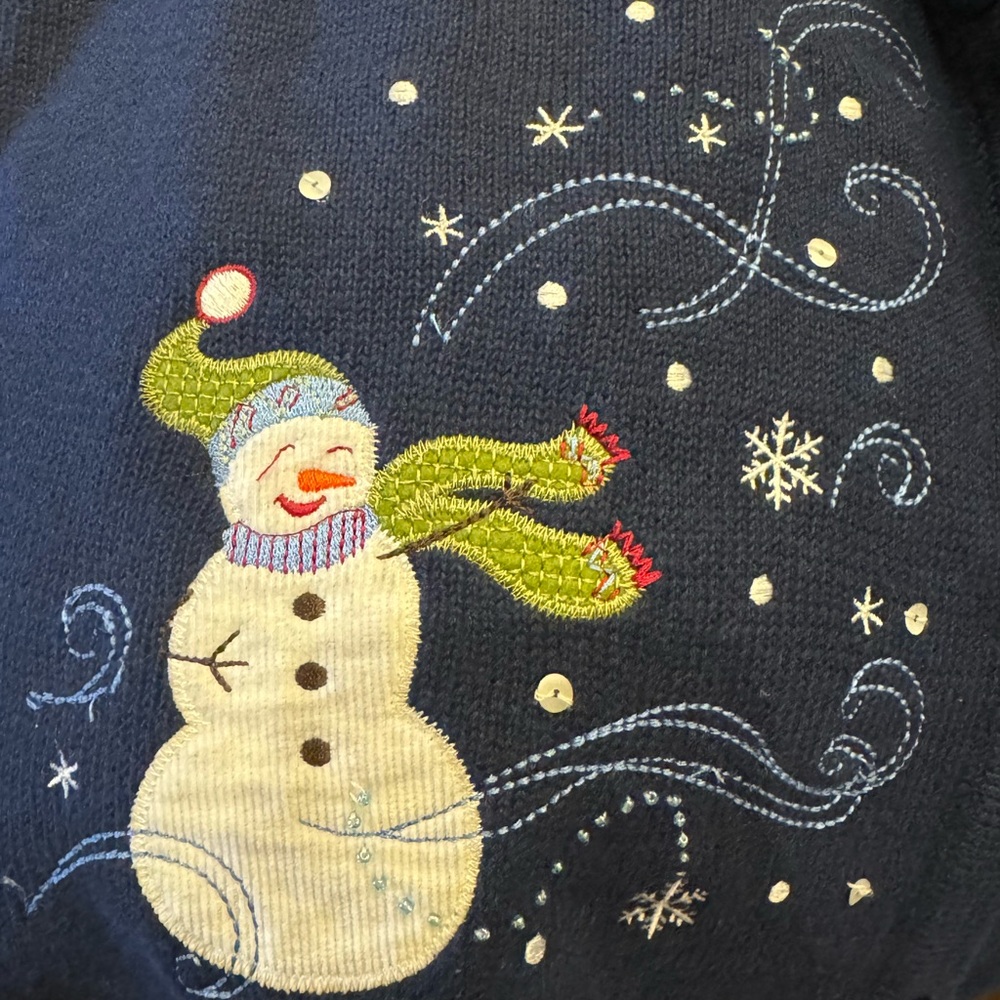 Breckenridge Women’s Blue Snowman Sweater Size XL Cottagecore, Coquette - Picture 4 of 6